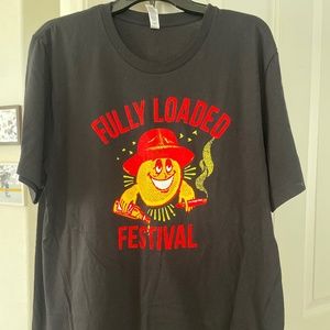 NWOT Fully Loaded Festival XL T-Shirt Graphic/front dates back dates 100% Cotton